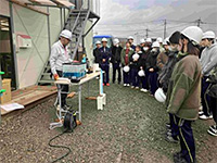 熊本高等専門学校4年生がケーソン工事の現場を見学